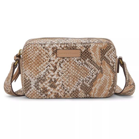 LUCKY BRAND Mora Leather Crossbody - Snakeskin Embossed Camera Bag - NWT - Picture 2 of 12